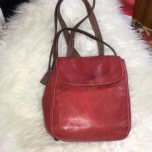 EUC Tignanello Red/Brown Leather Backpack Purse
